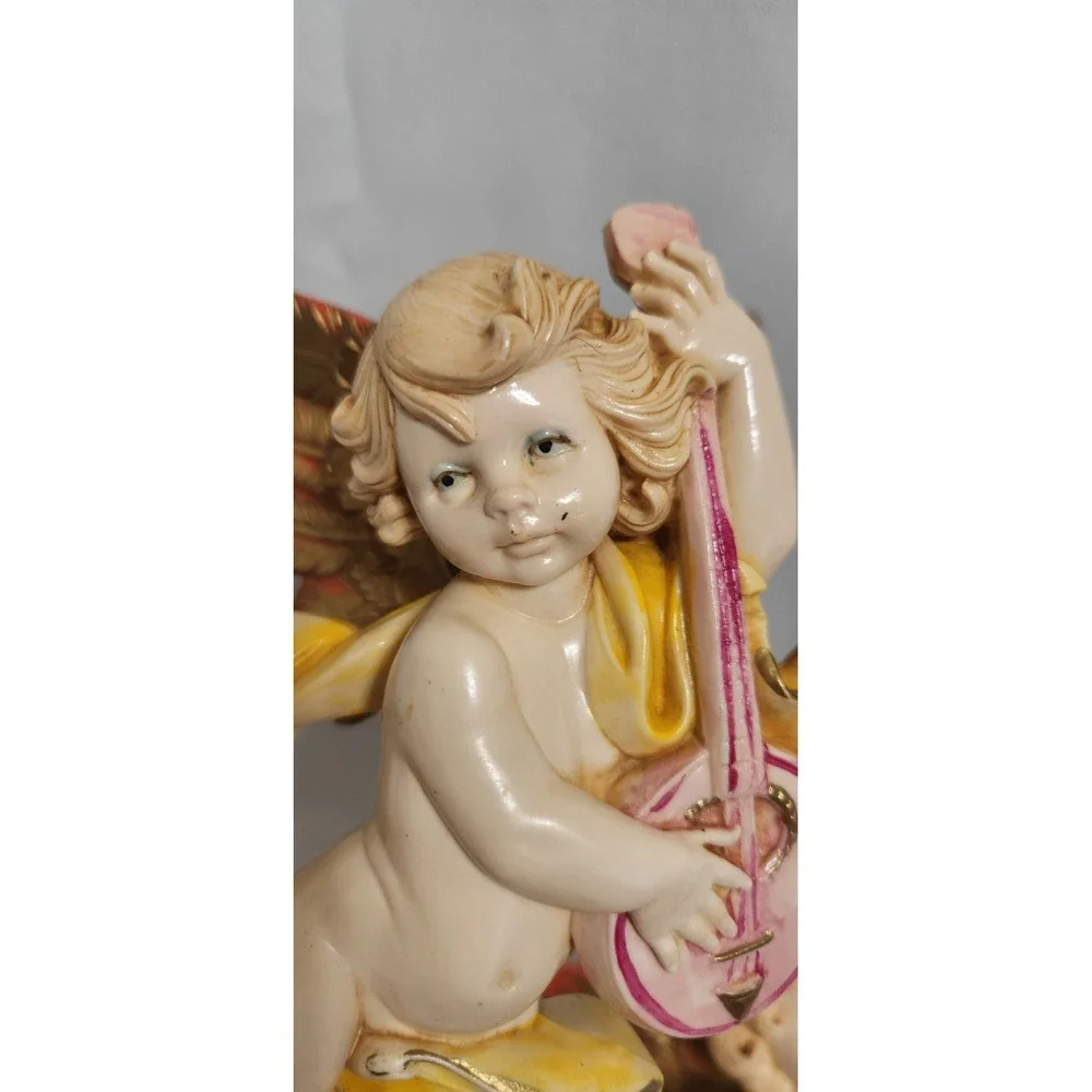 Vintage Simonelli Fontanini Cherub Angels Wall Decor Pair Italy 1984 Musical